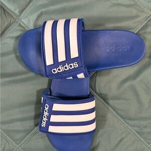 adidas Kids Blue and White Slides